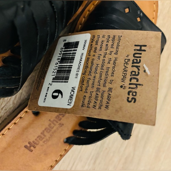 Bearpaw Black Leather Hand Woven Sandals Shoes Size 6 - Picture 7 of 10